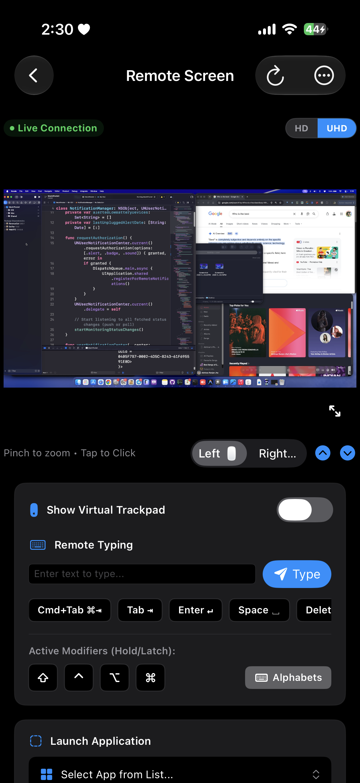 Mac remote control screen